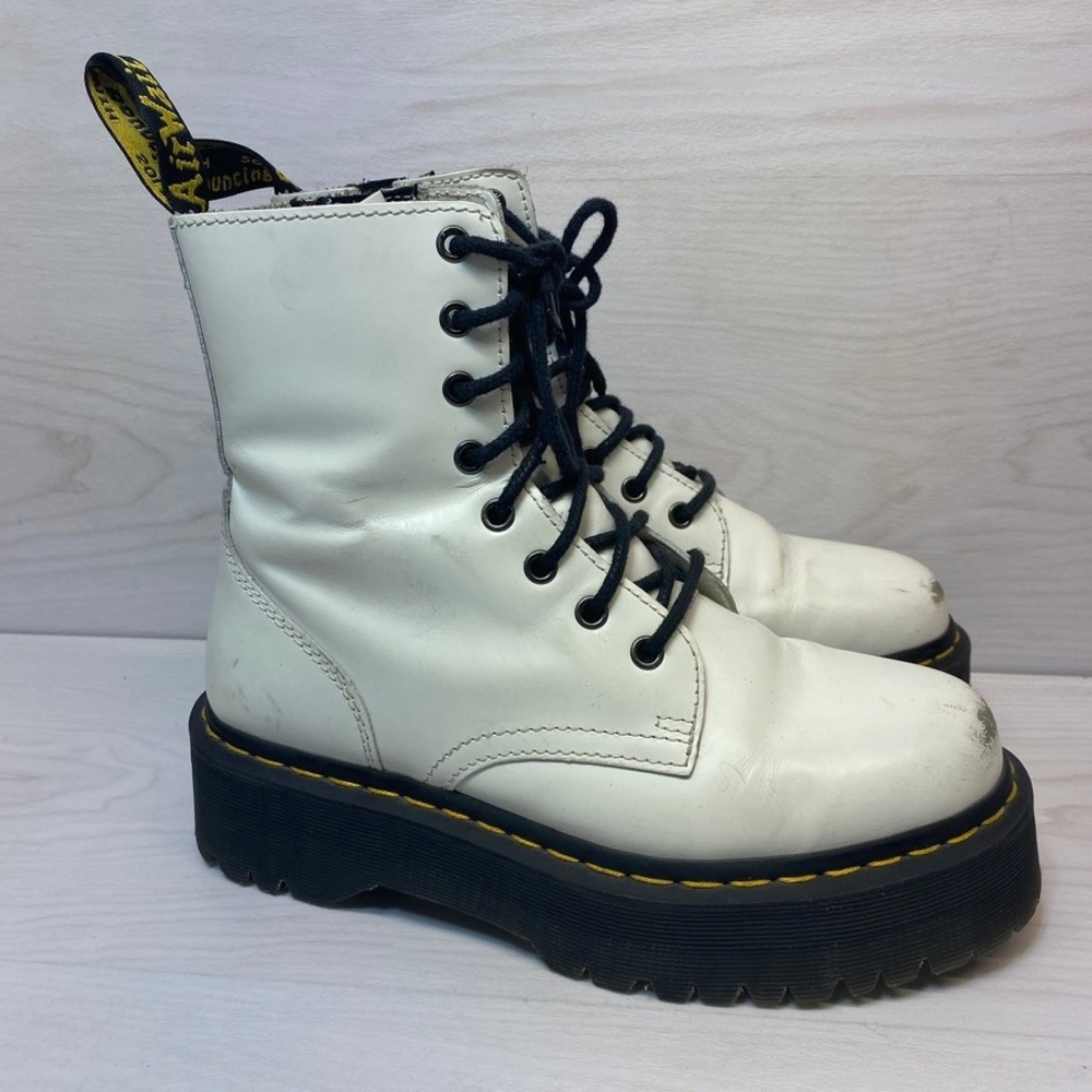 Dr. Martens Womens 8 Jadon Platform Boots Polished Smooth White Combat